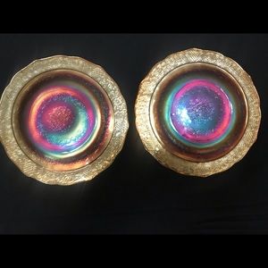 Set of vintage marigold Depression glass plates